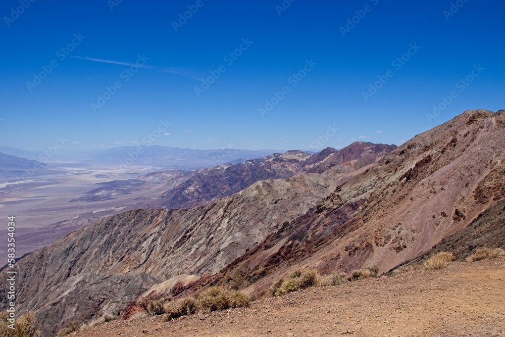 Looking over Death Valley from Dante's View in the Black Mountains, with the Panamint Range seen rising up to 11,000 feet over the opposite side of the valley