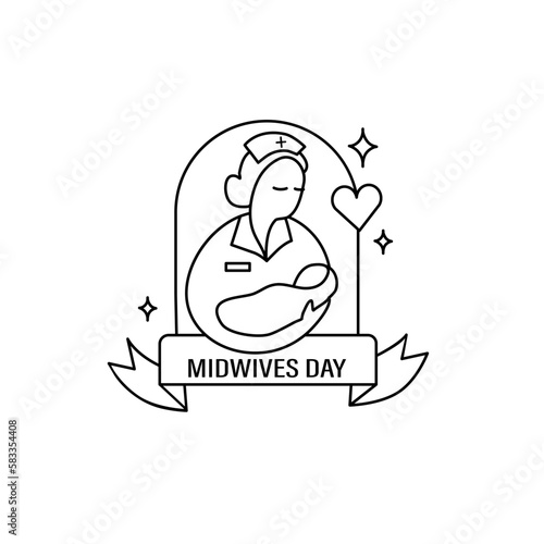 International day of the Midwives observed each year on May 5, A midwife is a health professional who cares for mothers and newborns around childbirth, a specialization known as midwifery. Vector art.
