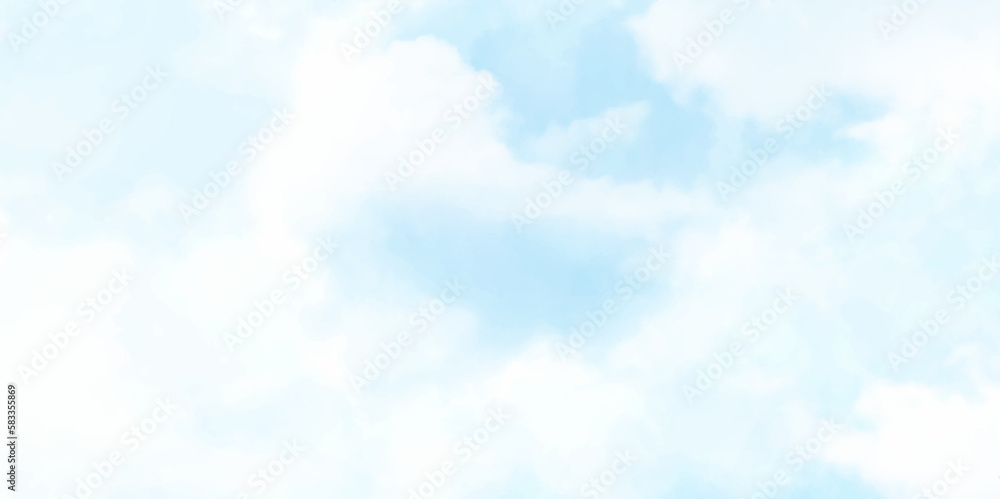 Blue sky with white cloud. The summer heaven is colorful clearing day Good weather and beautiful nature in the morning. Vector design