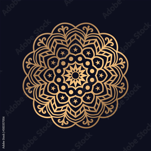 Golden mandala art with Background Design.