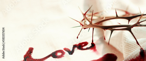 Obraz na plátne A crown of thorns symbolizing the sacrifice and suffering of Jesus Christ, the c
