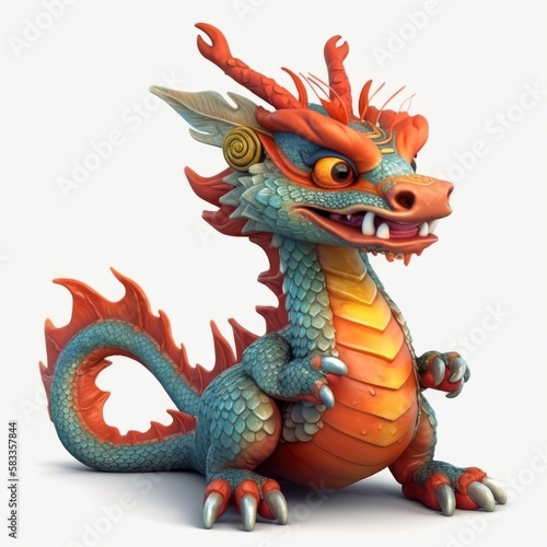Wallpaper Mural Chinese dragon Cartoon 3d cute character. Dragon isolated on background. generative ai Torontodigital.ca