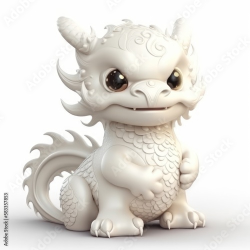 Chinese dragon Cartoon 3d cute character. Dragon isolated on background. generative ai © megavectors