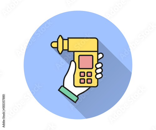 Spirometer icon. Simple illustration with long shadow for graphic and web design.