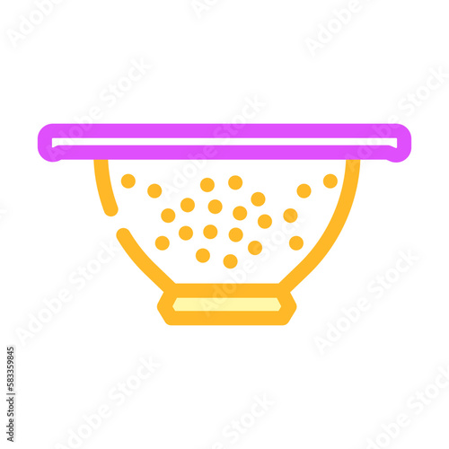 stainless steel colander kitchen cookware color icon vector illustration