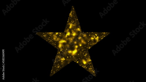 Golden yellow neon glowing star abstract background