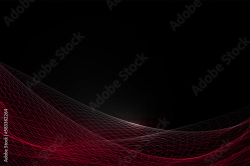 Abstract isolated wave red tint on black design