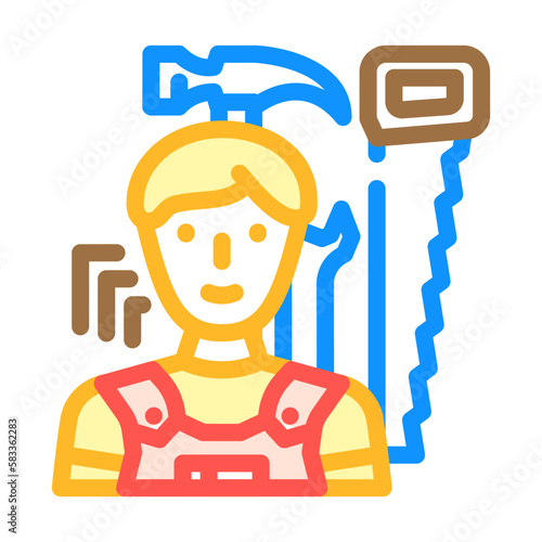 maintenance technician repair worker color icon vector illustration