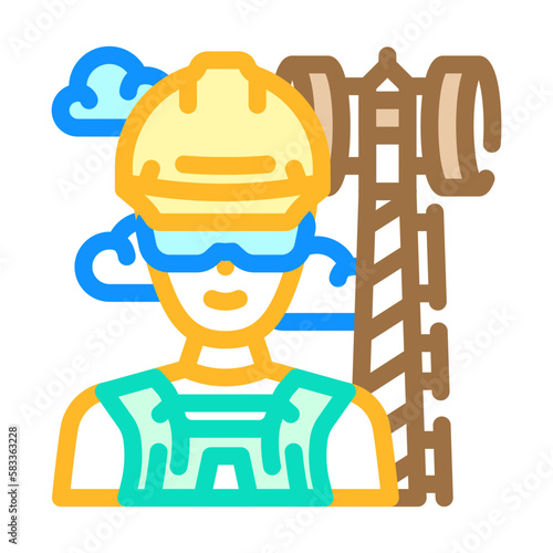 telecommunications equipment installers repairers color icon vector illustration