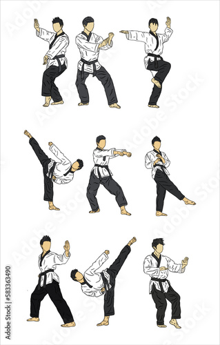 taekwondo illustration vector bundle