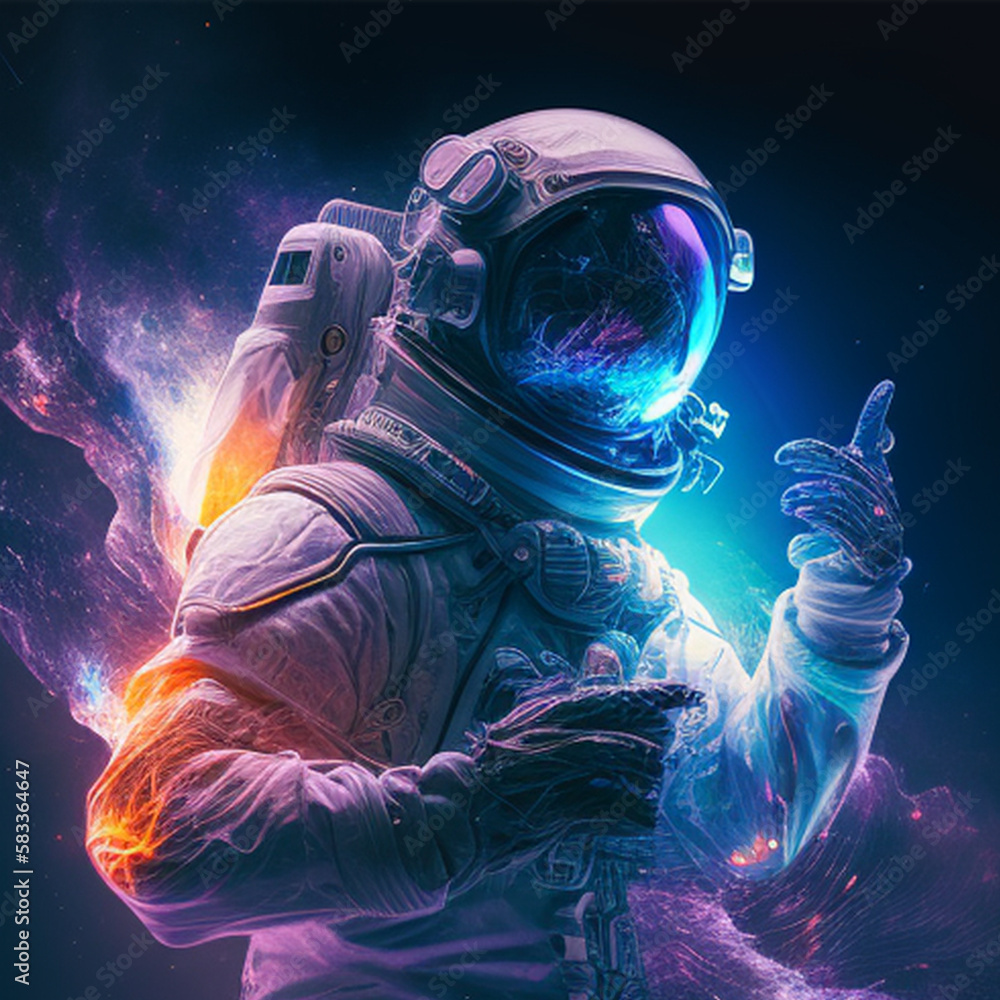 Astronaut on a rocket on the background of the moon and space Astronaut on a rocket on the background of the moon and space