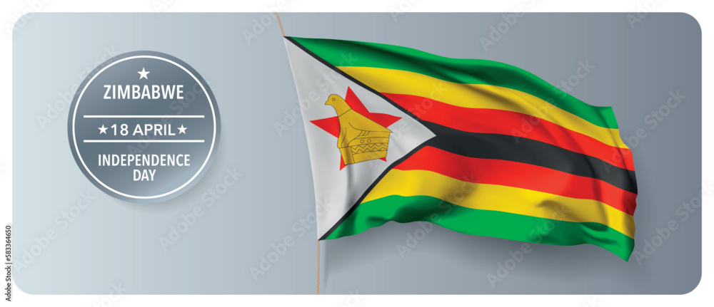 Zimbabwe independence day vector banner, greeting card.