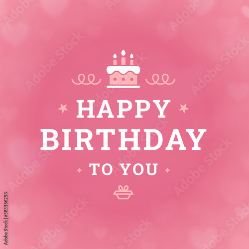 Happy birthday to you cake candles vintage greeting card typographic template vector