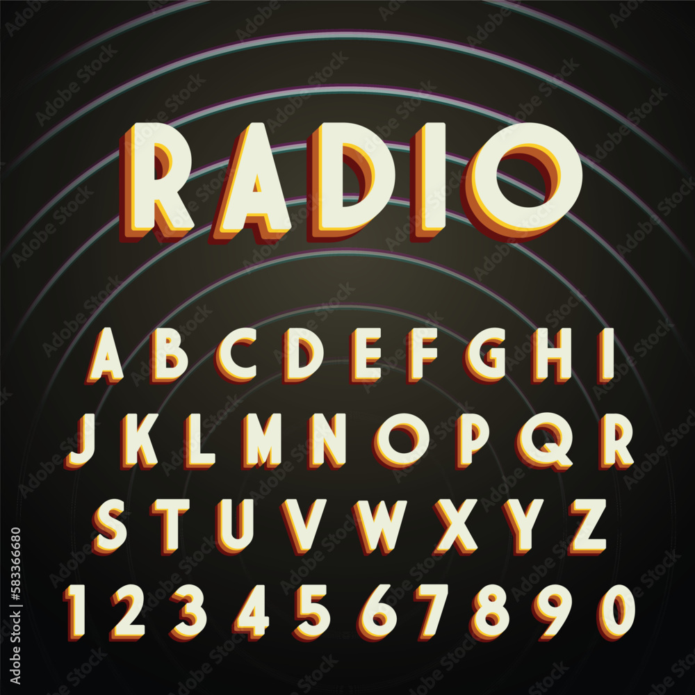 Retro Font. Vector multi-colored alphabet for flyer design, banners and ...