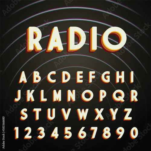 Retro Font. Vector multi-colored alphabet for flyer design, banners and presentations