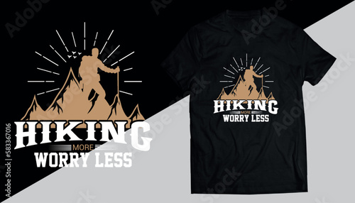 hiking more worry less t-shirt design, outdoor adventure, hiking t-shirt design