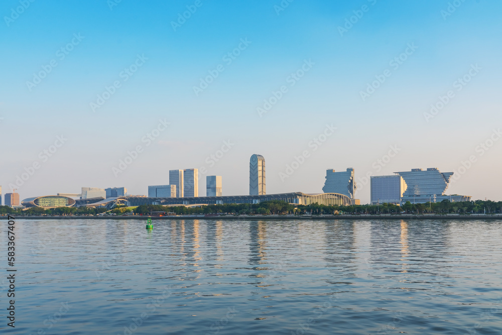 Modern architectural skyline and river and urban landscape in Guangzhou, Guangdong Province, China