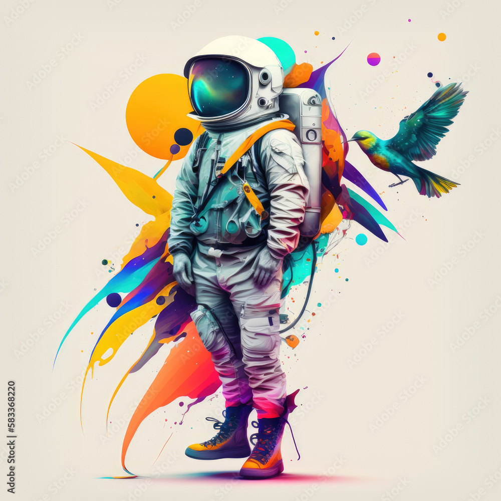Fototapeta premium 鳥と宇宙服