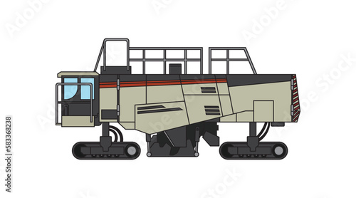 Hand drawn Vector illustration color children construction large surface miner machine clipart