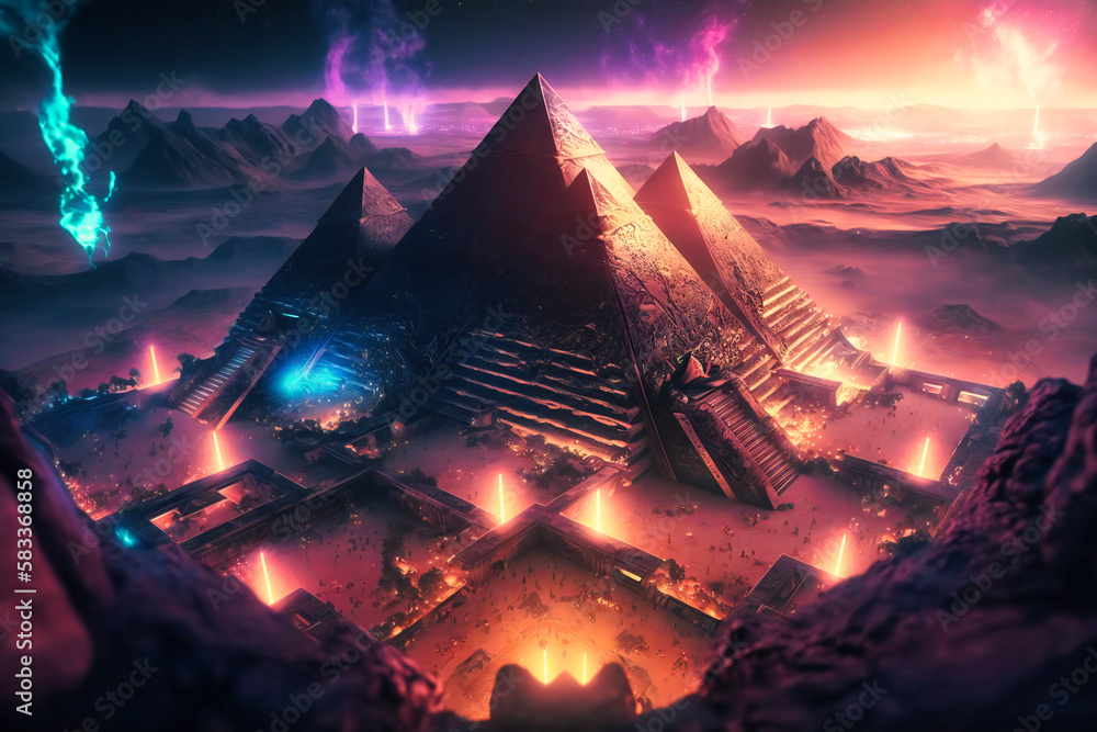 Pyramids High the awe-inspiring view of the Giza Pyramid Complex from high up above ...