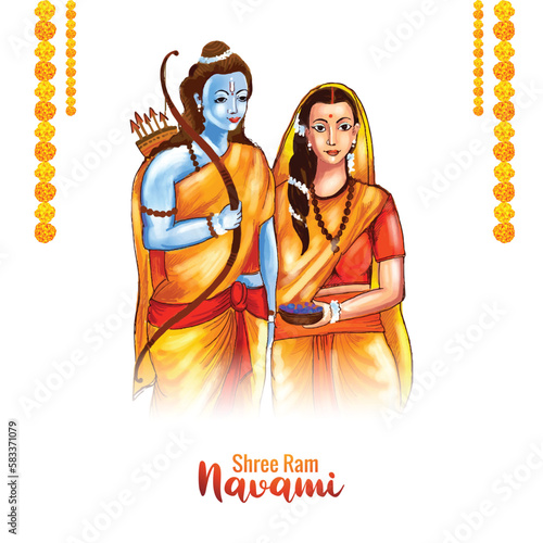 Lord shree ram navami festival wishes card background