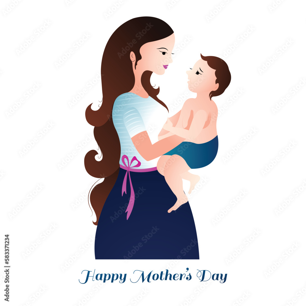 Happy mothers day for woman and baby child love card design Happy mothers day for woman and baby child love card design
