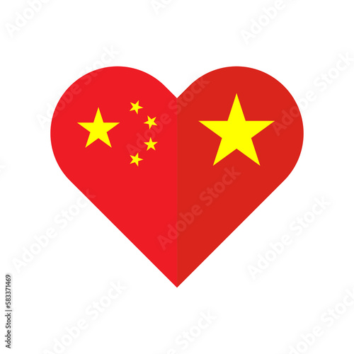 Free Download unity concept. heart shape icon of china and vietnam flags. vector illustration isolated on white background - GFXLoad