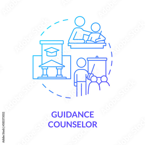 Guidance counselor blue gradient concept icon. Assistance for students. Career in advocacy abstract idea thin line illustration. Isolated outline drawing. Myriad Pro-Bold font used