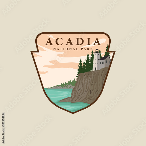 Billede på lærred acadia national park emblem logo vector illustration template icon graphic design