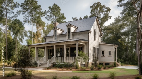 Southern style clapboard new build, generative ai © Creative Station