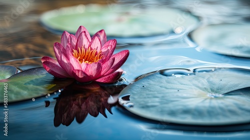 Zen flower loto in water, generative ai