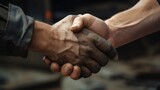 Handshake of workers for teamwork. Generative AI