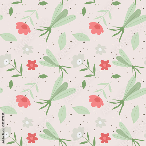 Organic shape with leaves and flowers shape pattern. Vector illustration.