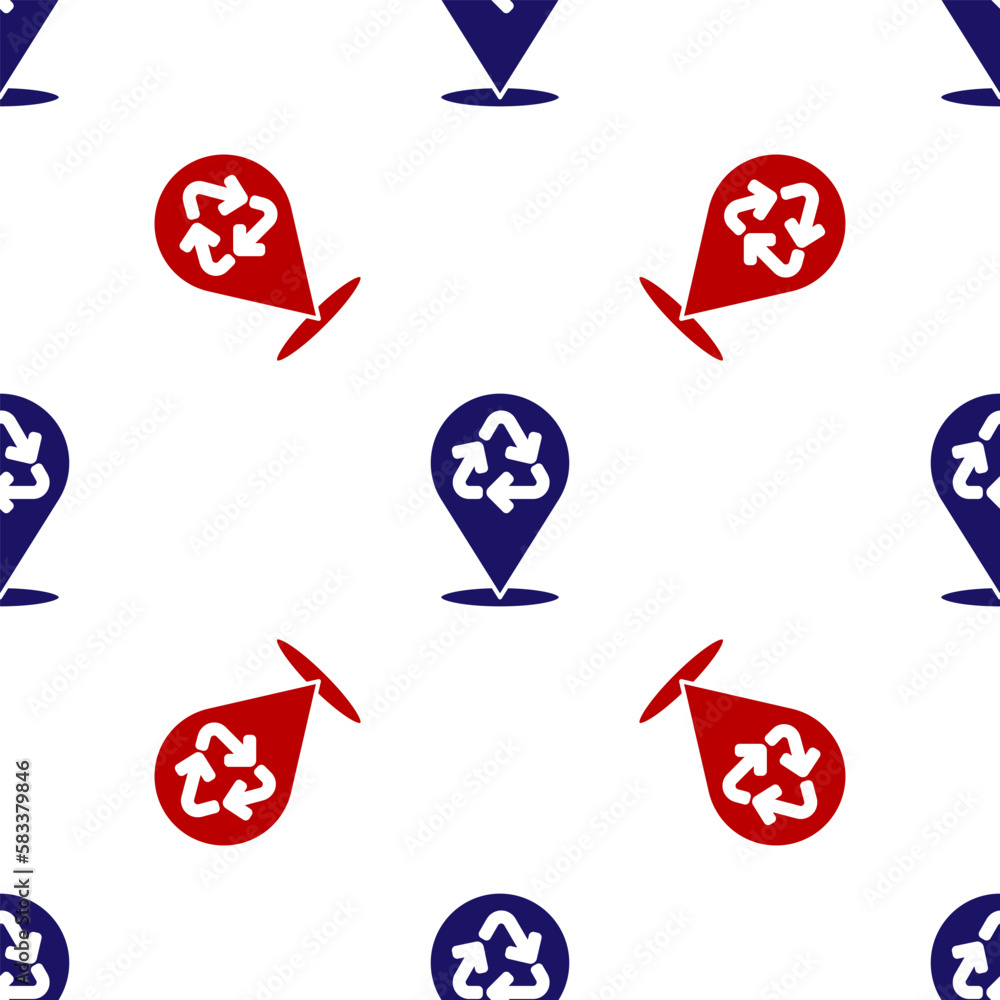 Blue and red Recycle symbol icon isolated seamless pattern on white background. Circular arrow icon. Environment recyclable go green. Vector Blue and red Recycle symbol icon isolated seamless pattern on white background. Circular arrow icon. Environment recyclable go green. Vector