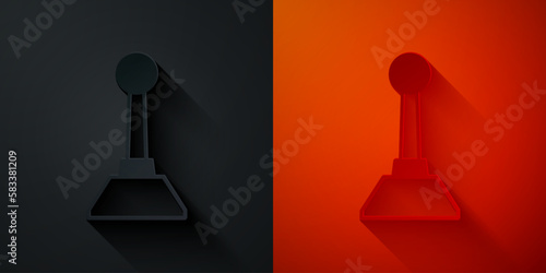 Paper cut Milling cutter for manicure icon isolated on black and red background. Apparatus for manicure. Manicure tools. Paper art style. Vector