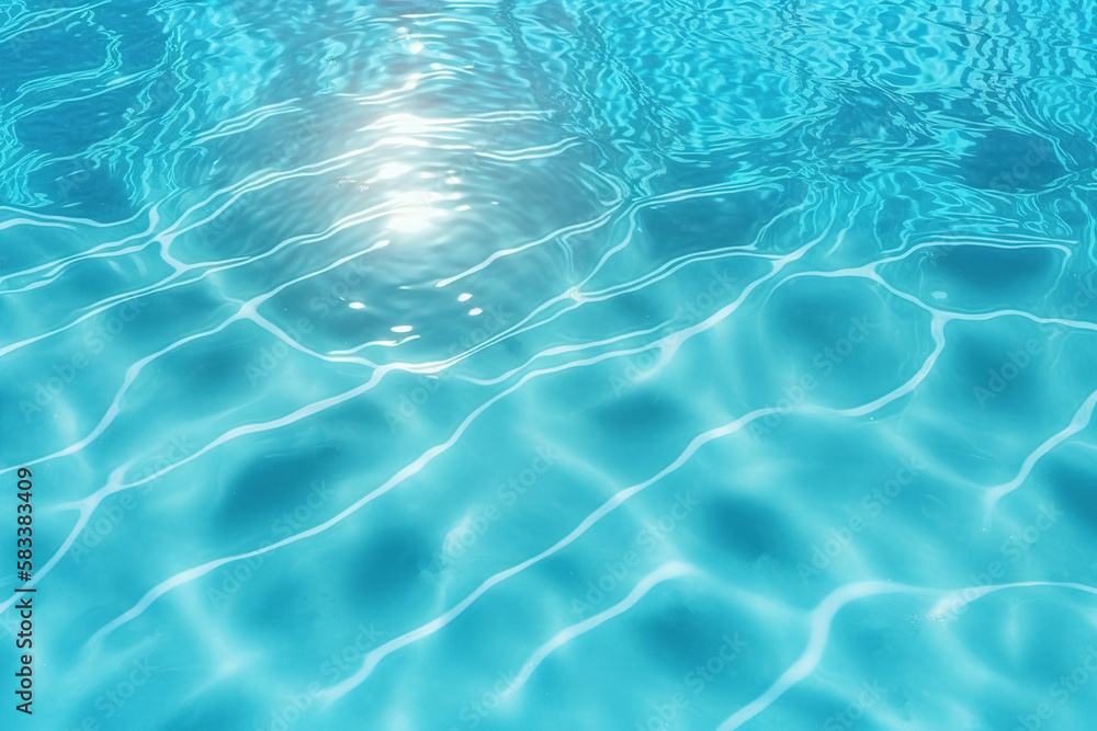 Obraz premium Pool water surface background with sunlight reflection. Created with Generative AI Technology