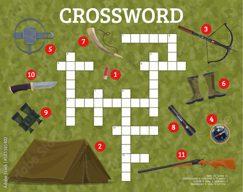 Fototapete Crossword quiz game grid