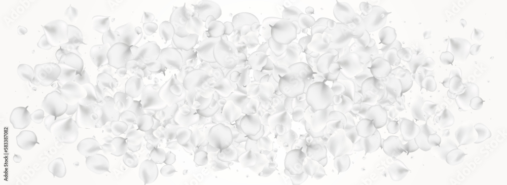 Gray Floral Vector Light Panoramic Background.