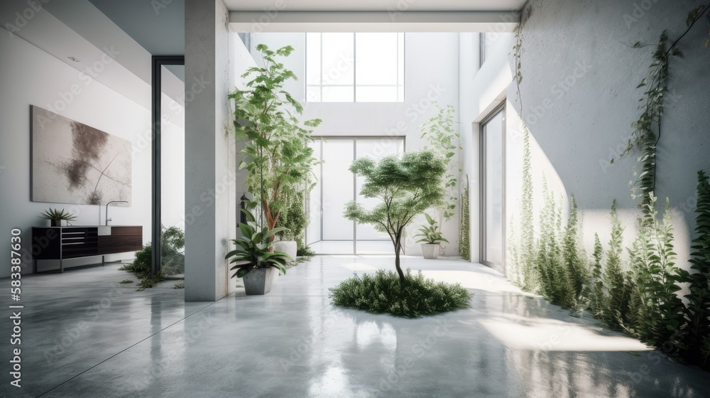 Stylish Modern House with White Walls and Cement Color Floor - Interior Photography Stylish Modern House with White Walls and Cement Color Floor - Interior Photography