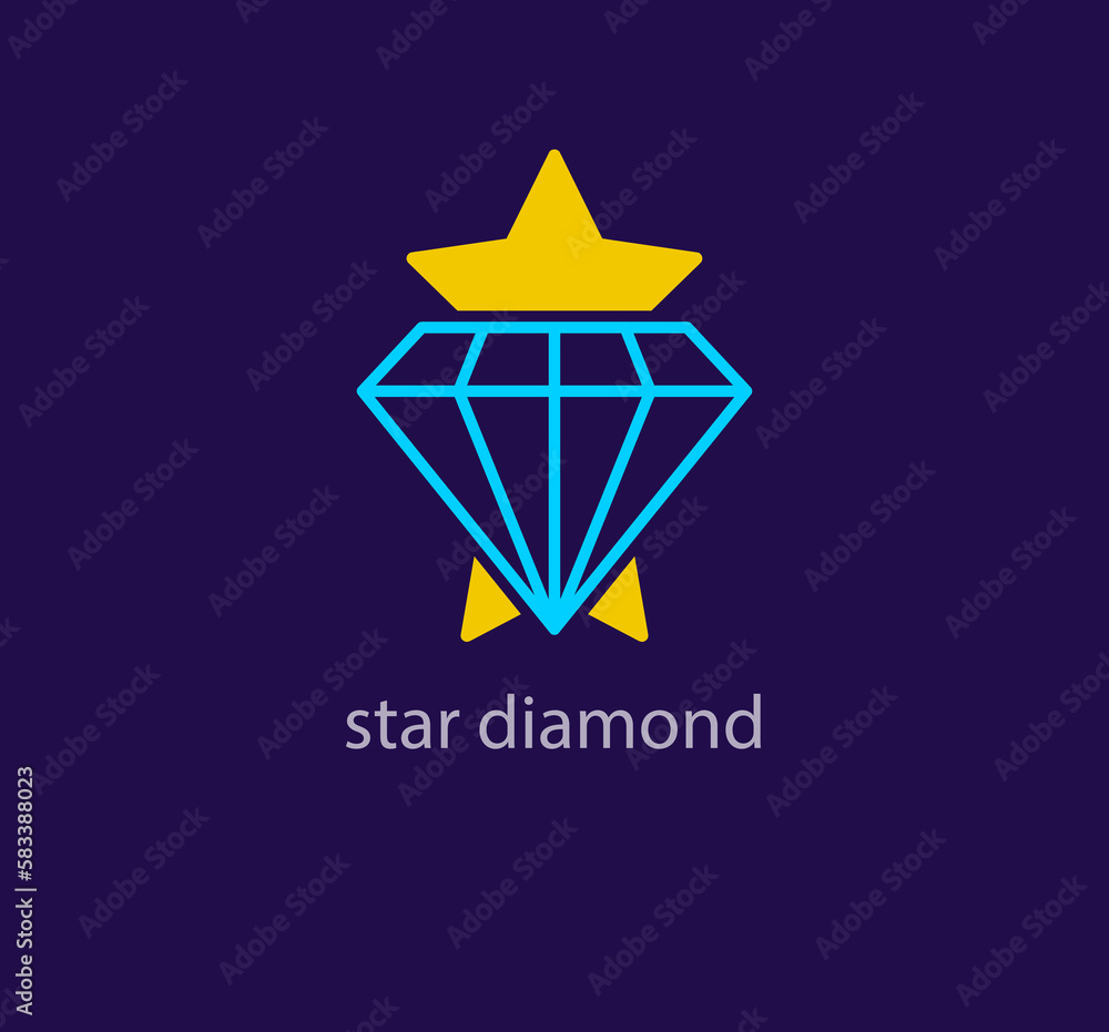 Obraz premium Unique star diamond logo. Modern design color. Starry gemstone logo template. vector.