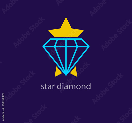 Unique star diamond logo. Modern design color. Starry gemstone logo template. vector.