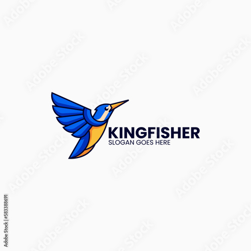 Vector Logo Illustration King Fisher Simple Mascot Style