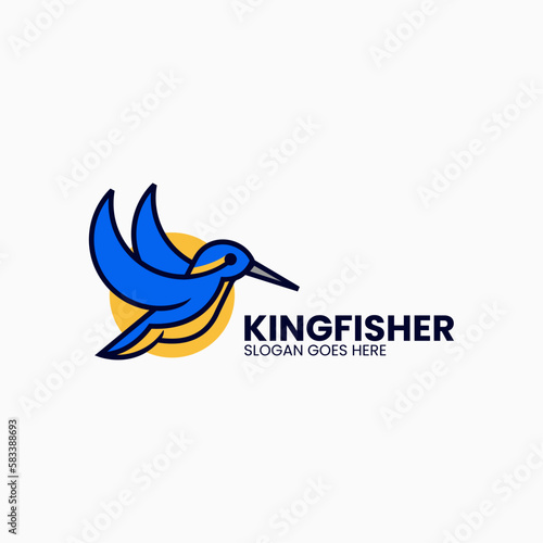 Vector Logo Illustration King Fisher Simple Mascot Style