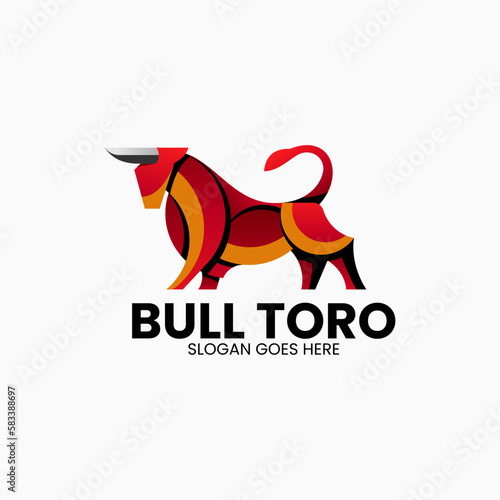 Vector Logo Illustration Bull Gradient Colorful Style
