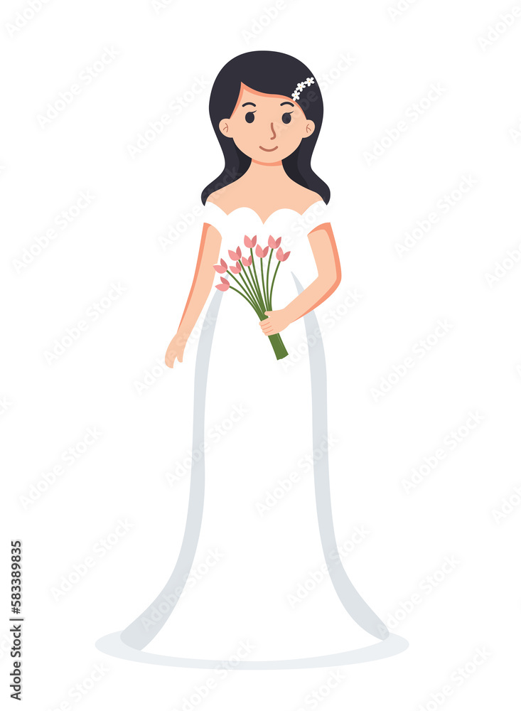 Bride wedding cartoon illustration
