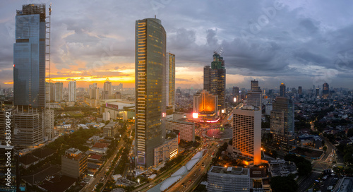 Fototapeta Naklejka Na Ścianę i Meble -  Skyline of jakarta. Jakarta is the capital city of indonesia and one of the most busy city in the world. 