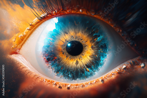 Cosmic human eyes in close range with Generative AI technology