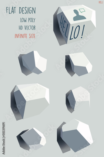 Flat Design, low poly, HD vector, taille infinie, parfait pour de la mise en page avec un style moderne, vidéo game, flat style, ensemble de différents rochers, couleur, entièrement modifiable Vol.1