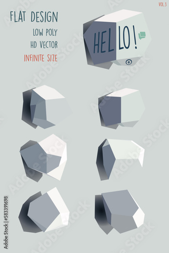 Flat Design, low poly, HD vector, taille infinie, parfait pour de la mise en page avec un style moderne, vidéo game, flat style, ensemble de différents rochers, couleur, entièrement modifiable Vol.3