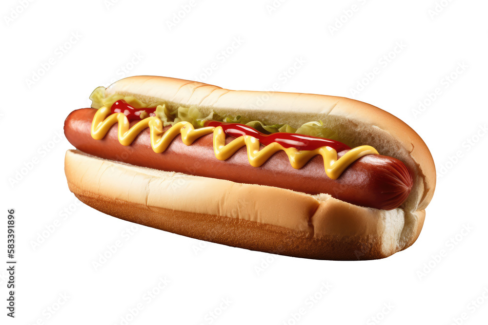 American sandwich sausage isolated on transparent background. generative Ai American sandwich sausage isolated on transparent background. generative Ai